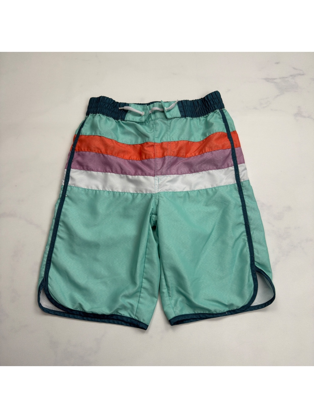 kidpik Swim Trunks Colorblock Striped Elastic Waist - Boys L